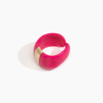 Dinosaur Designs Bold Stone Cuff in Flamingo color resin with Brass Material