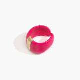 Dinosaur Designs Bold Stone Cuff in Flamingo color resin with Brass Material