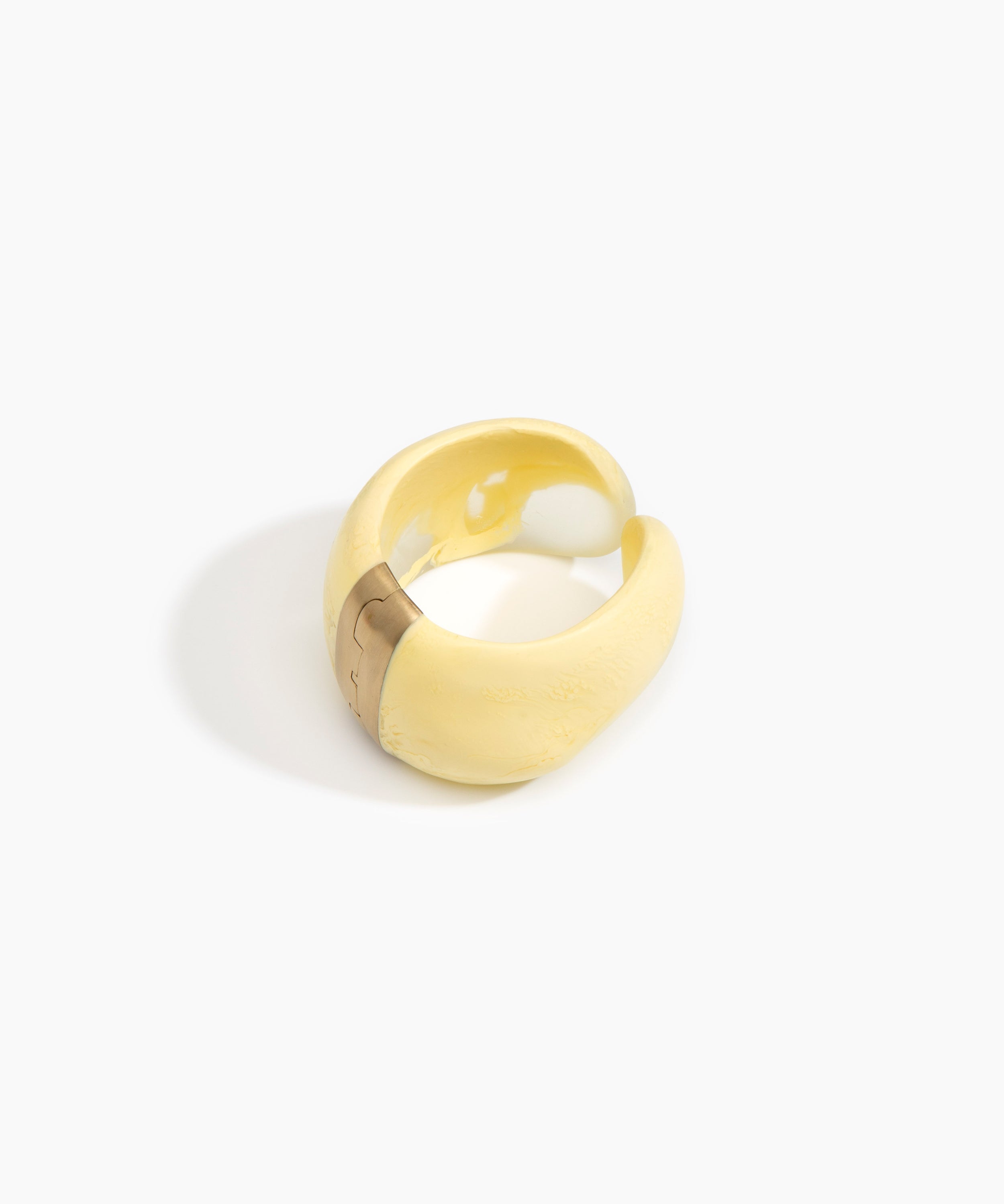 Dinosaur Designs Bold Stone Cuff in Lemon color resin with Brass Material