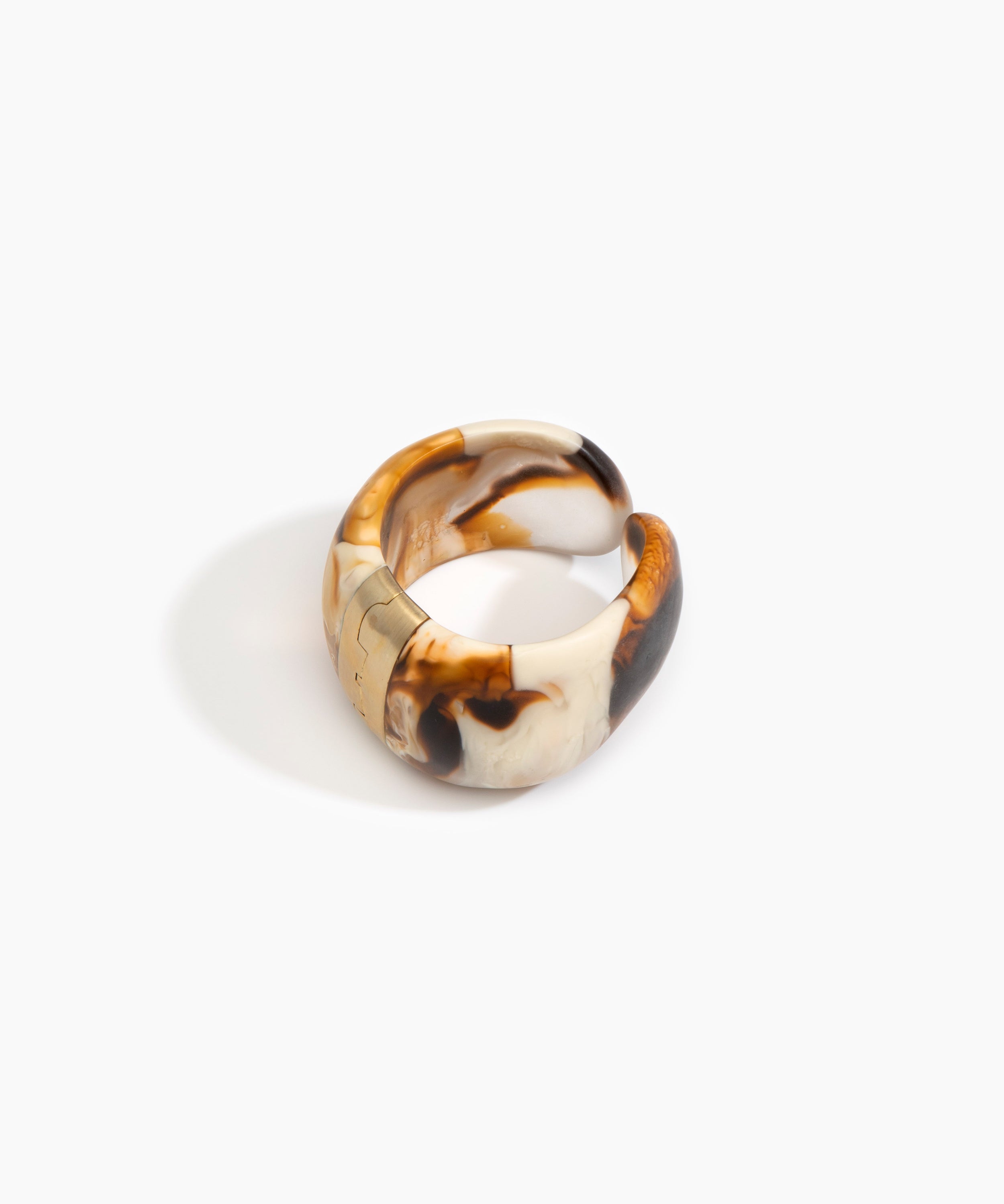 Dinosaur Designs Bold Stone Cuff in Light Horn color resin with Brass Material