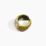Dinosaur Designs Bold Stone Cuff in Malachite color resin with Brass Material