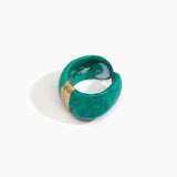 Dinosaur Designs Bold Stone Cuff in Mineral Swirl color resin with Brass Material