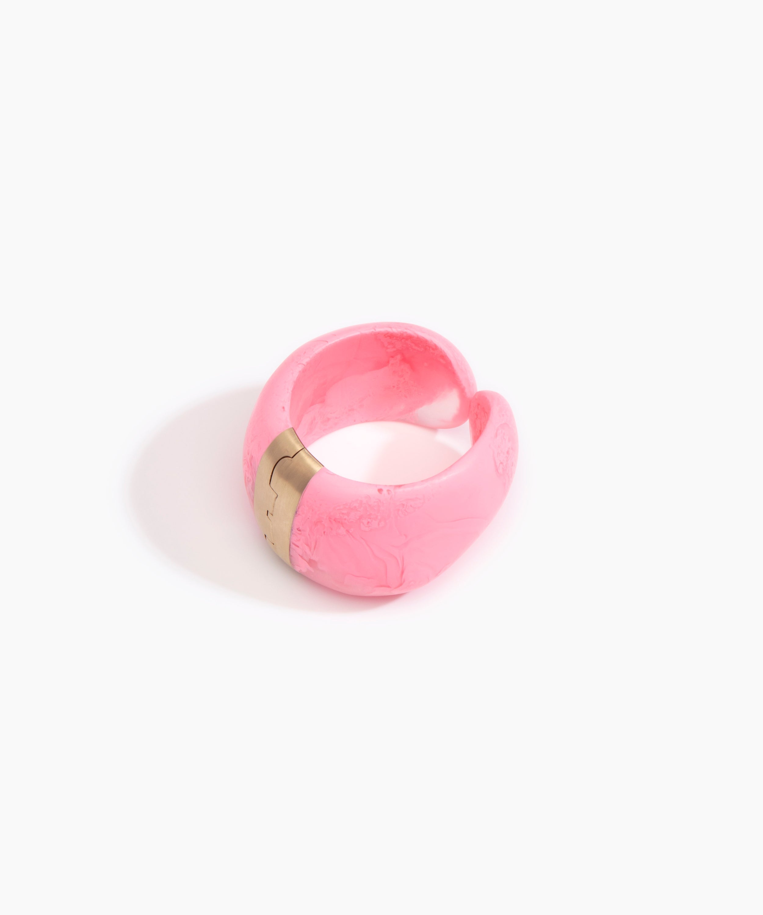Dinosaur Designs Bold Stone Cuff in Parakeet color resin with Brass Material