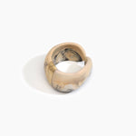 Dinosaur Designs Bold Stone Cuff in Sandy Pearl color resin with Brass Material