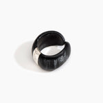 Dinosaur Designs Bold Stone Cuff in Black Marble color resin with 925 Sterling Silver Material