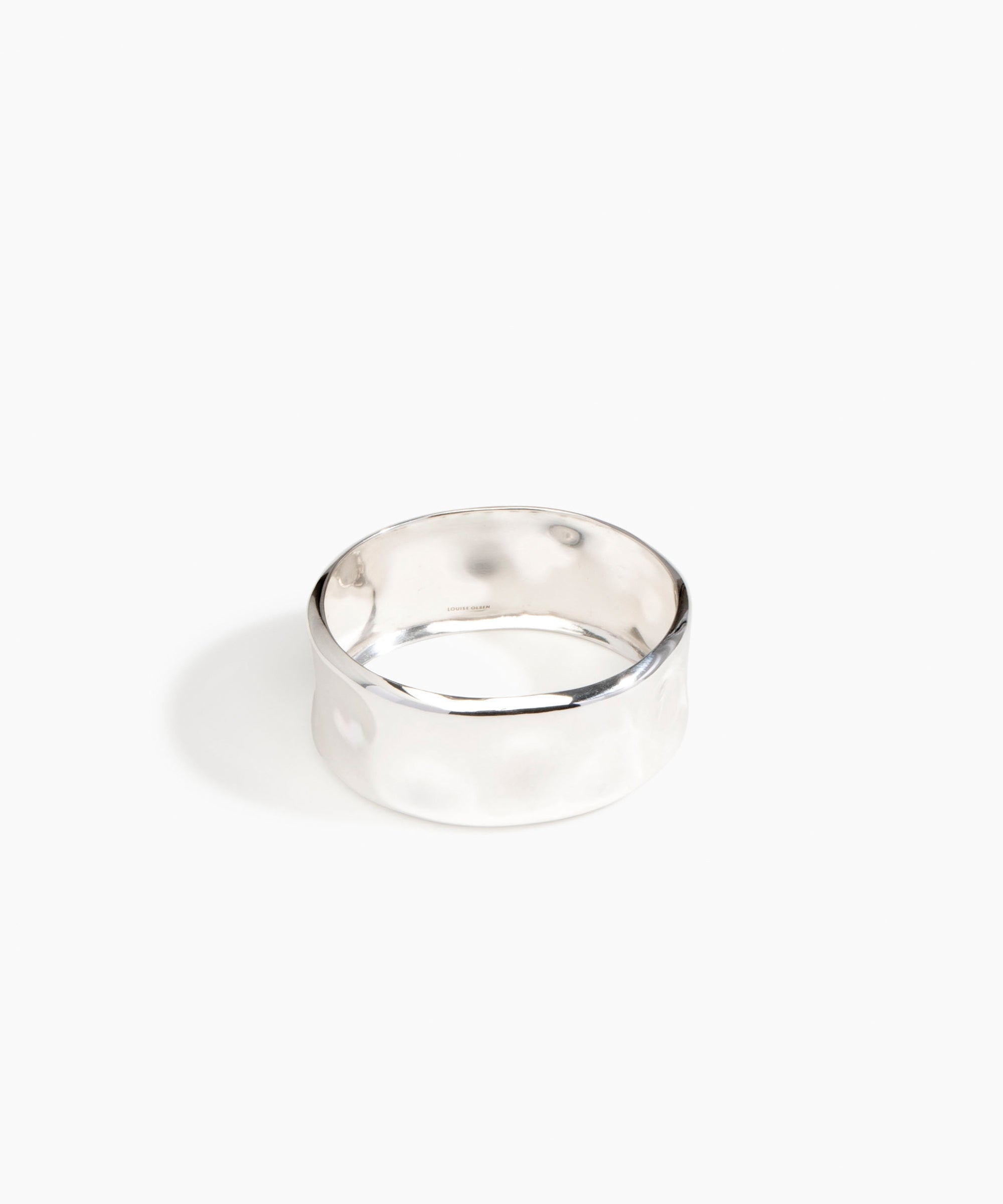 LO Collections Medium Dimpled Bangle in Silver-Plated Brass Material