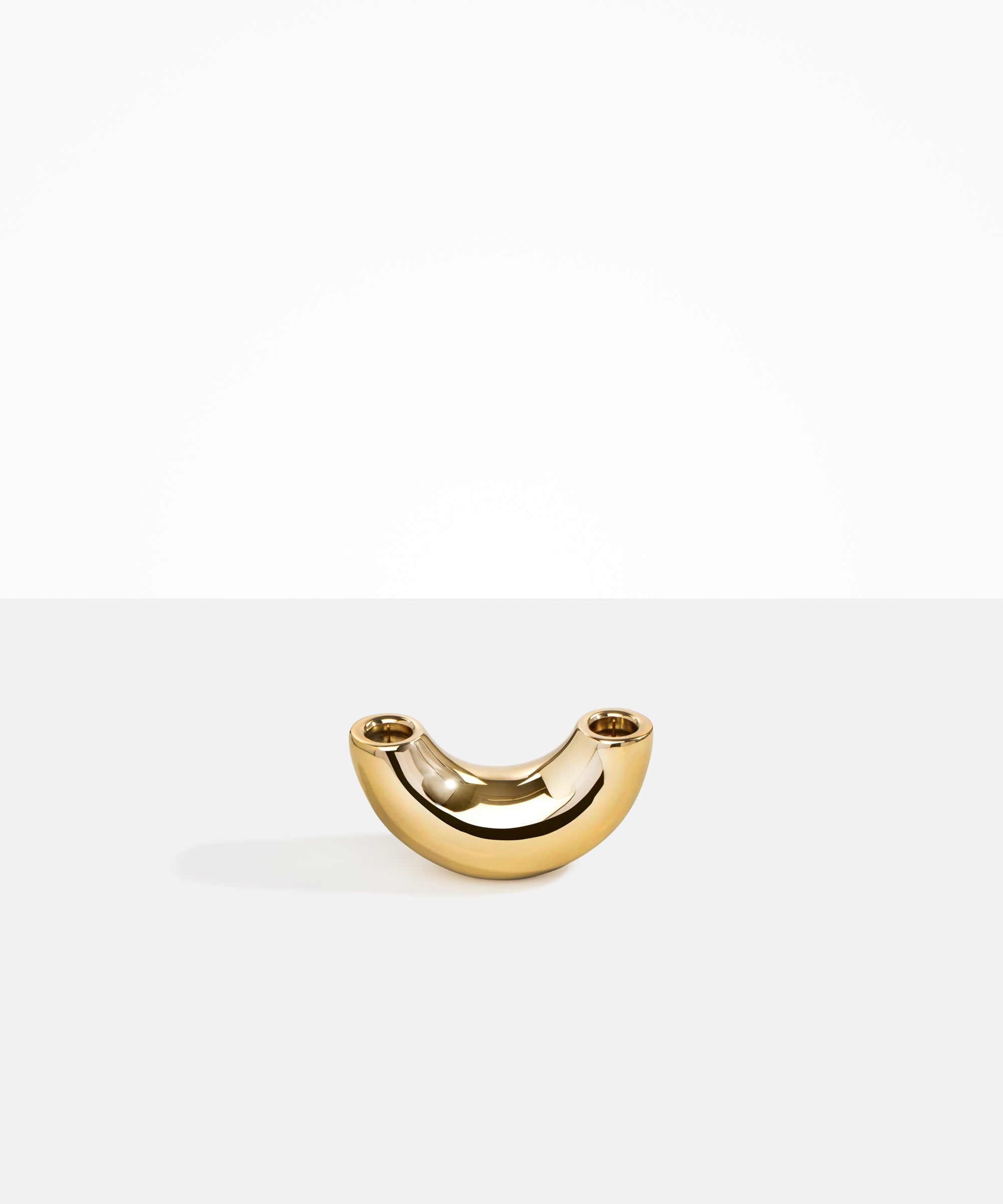 Dinosaur Designs Metal Horn Candlestick Holder in Brass Material