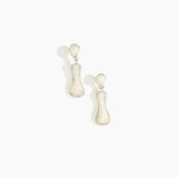 Dinosaur Designs Medium Bones Earrings in Chalk Swirl color resin with Silver-Plated Brass Material