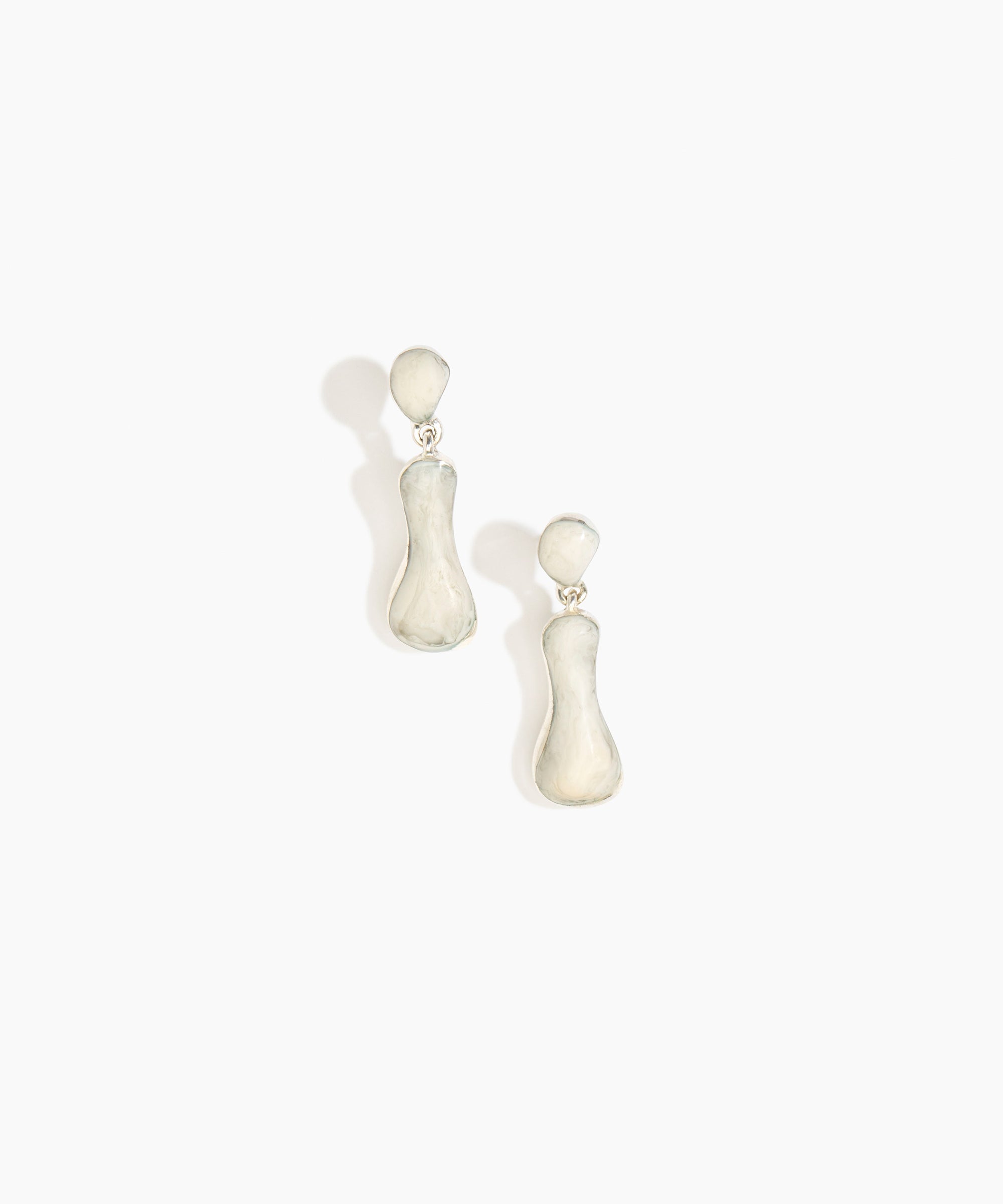 Dinosaur Designs Medium Bones Earrings in Chalk Swirl color resin with Silver-Plated Brass Material