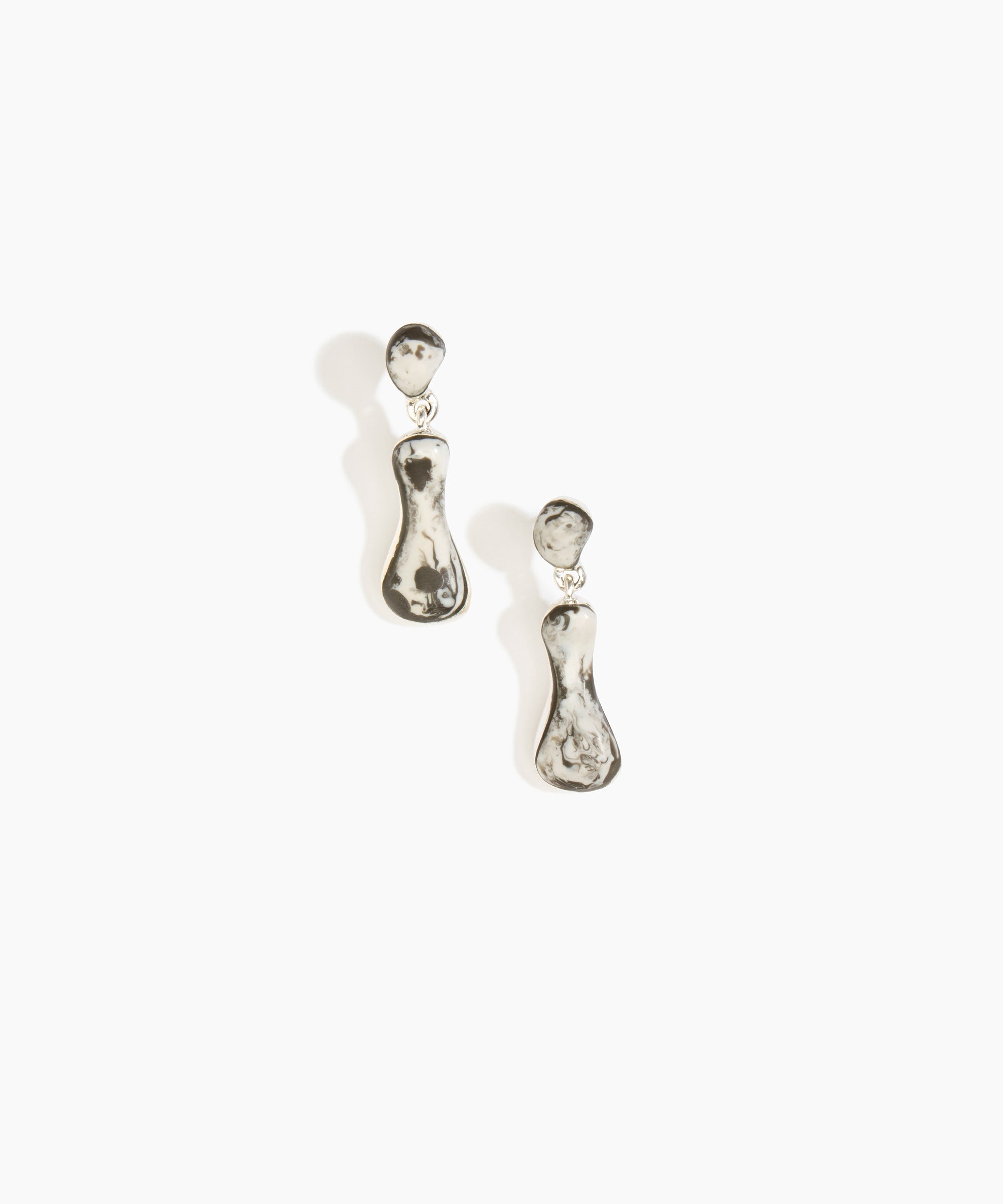 Dinosaur Designs Medium Bones Earrings in Granite color resin with Silver-Plated Brass Material