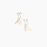 Dinosaur Designs Medium Wishbone Earrings in Chalk Swirl color resin with Silver-Plated Brass Material