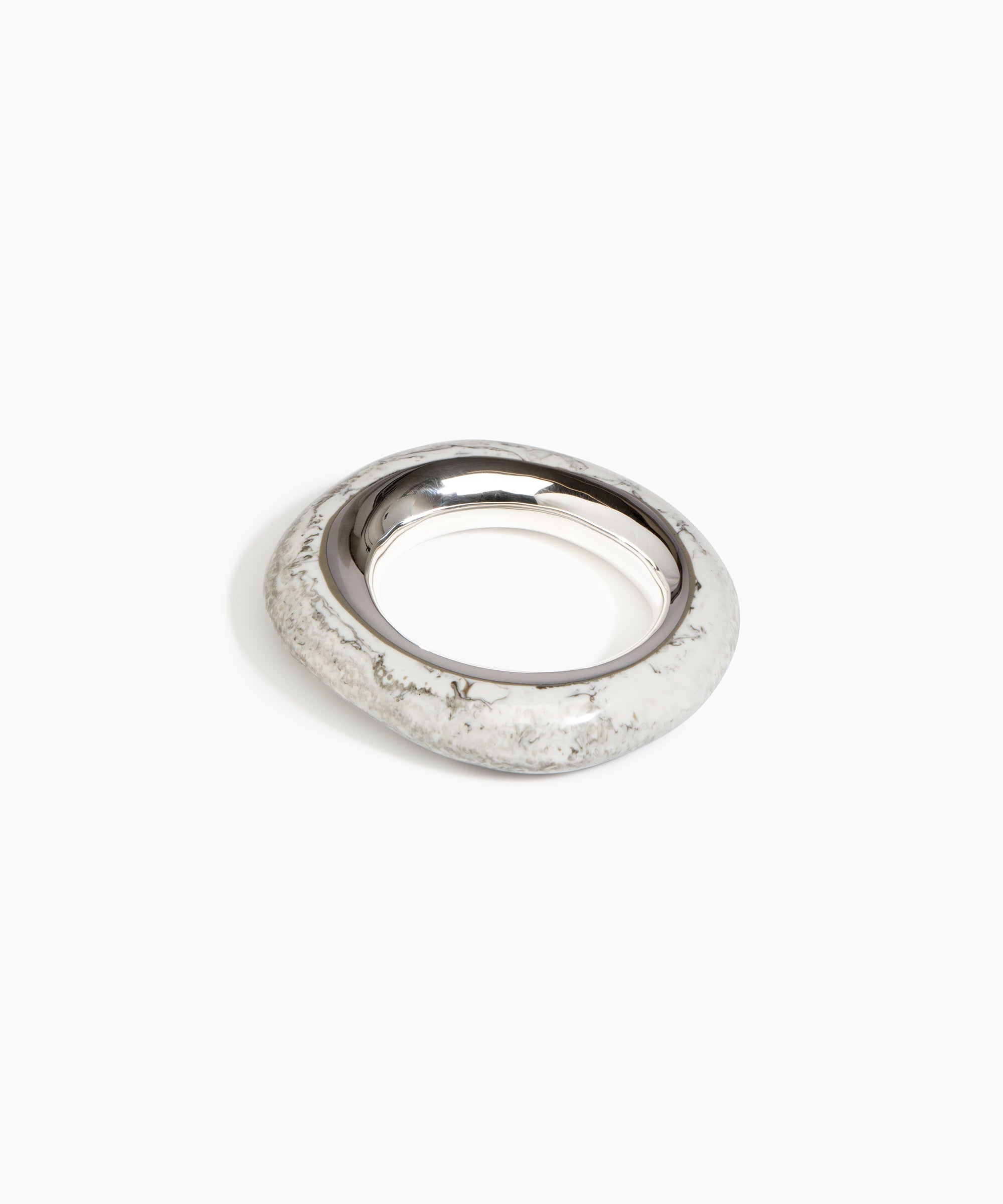 Dinosaur Designs Medium Drift Duo Bangle in Granite color resin with Silver-Plated Brass Material