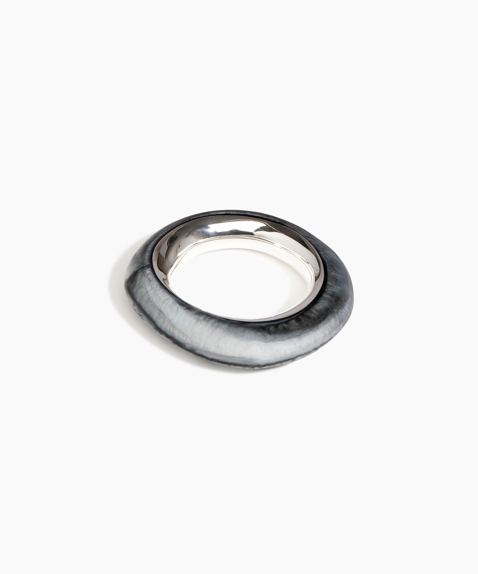 Dinosaur Designs Medium Drift Duo Bangle in Slate color resin with Silver-Plated Brass Material