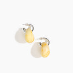 Dinosaur Designs Medium Splash Earrings in Daisy color resin with Silver-Plated Brass Hoop Material