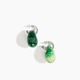 Dinosaur Designs Medium Splash Earrings in Grass color resin with Silver-Plated Brass Hoop Material