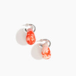 Dinosaur Designs Medium Splash Earrings in Strawberry color resin with Silver-Plated Brass Hoop Material