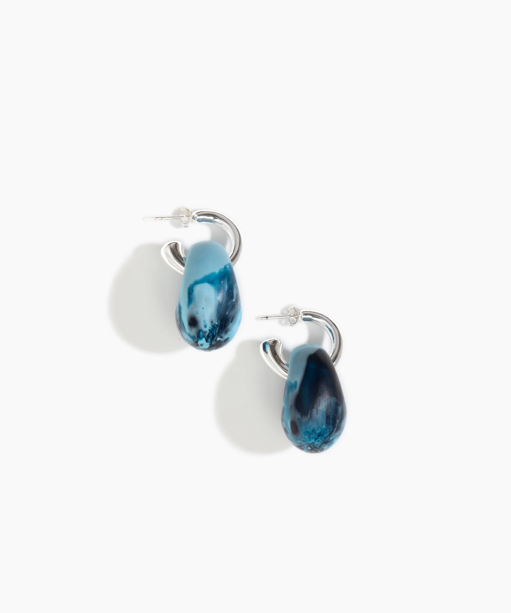 Dinosaur Designs Medium Splash Earrings in Water color resin with Silver-Plated Brass Hoop Material