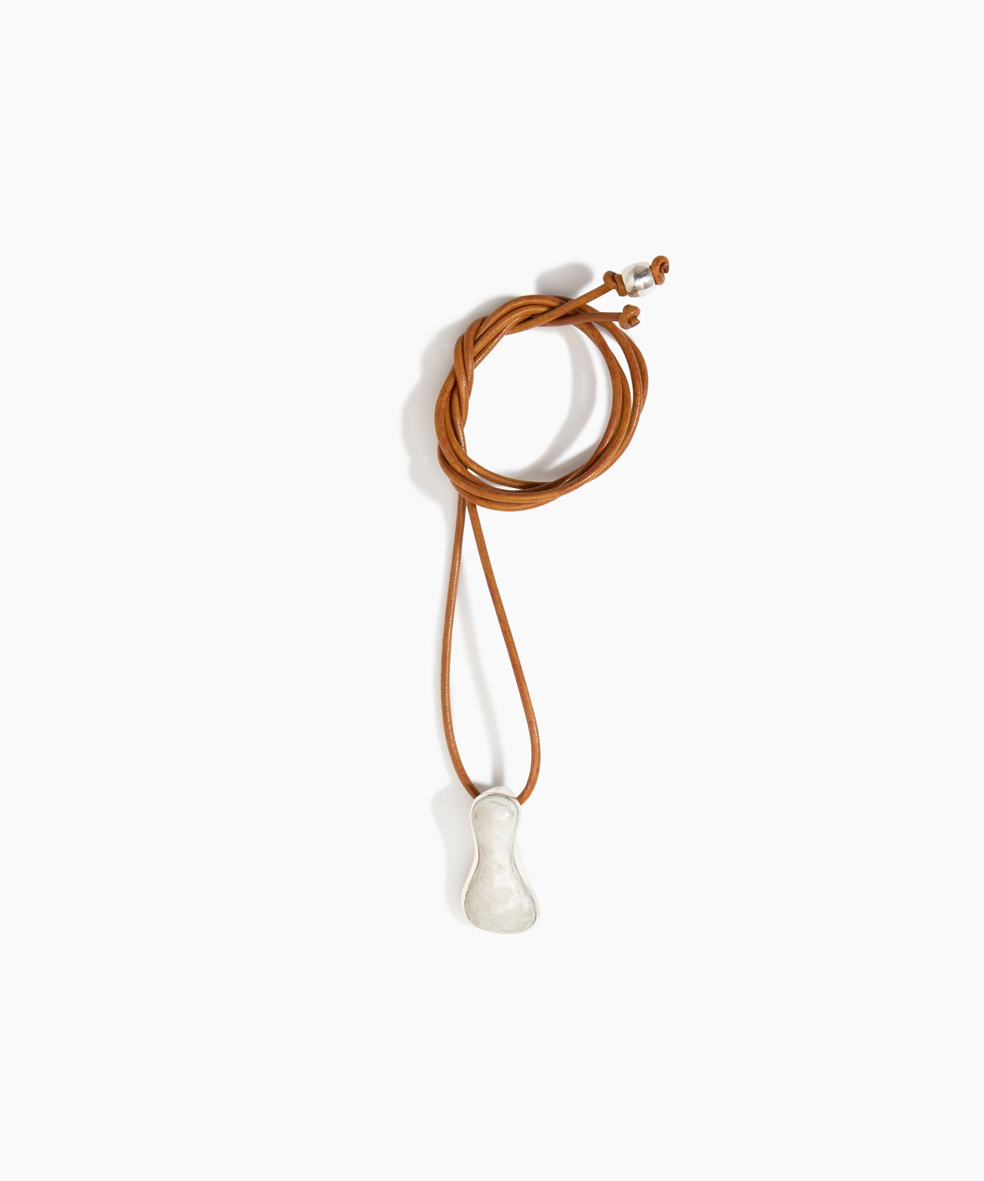 Dinosaur Designs Bones Pendant in Chalk Swirl color resin with Silver-Plated Brass Material