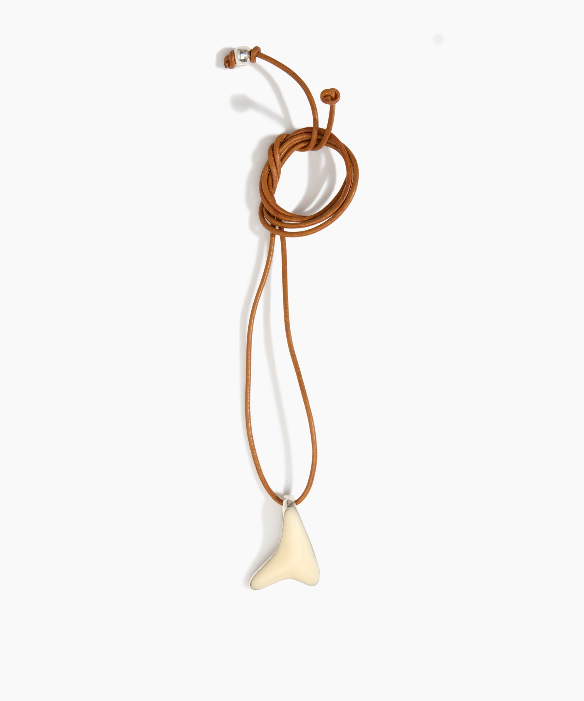 Dinosaur Designs Wishbone Pendant in Cream color resin with Silver-Plated Brass Material