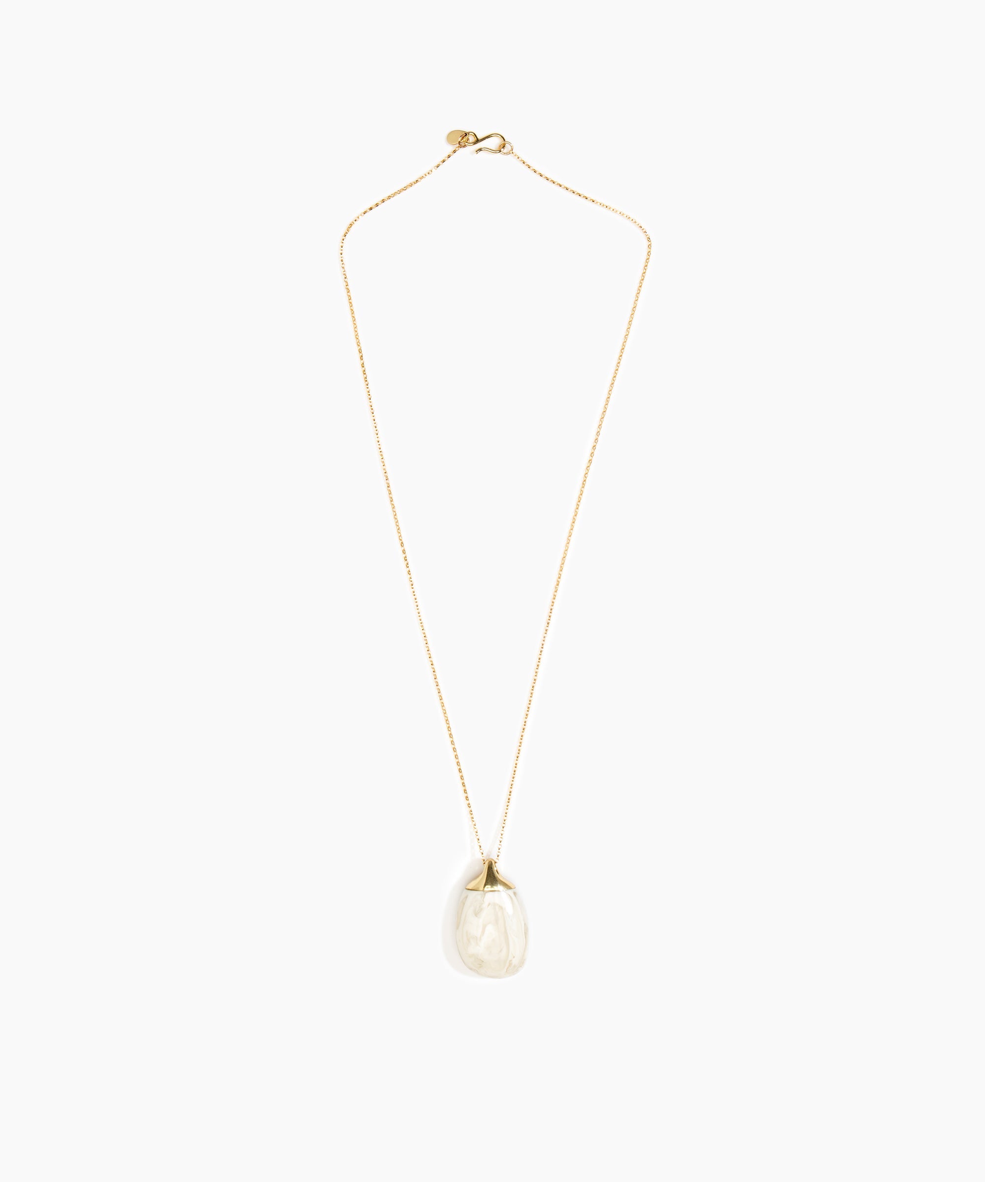 Dinosaur Designs Medium River Rock Pendant in Chalk Swirl color resin with Gold-Filled Material