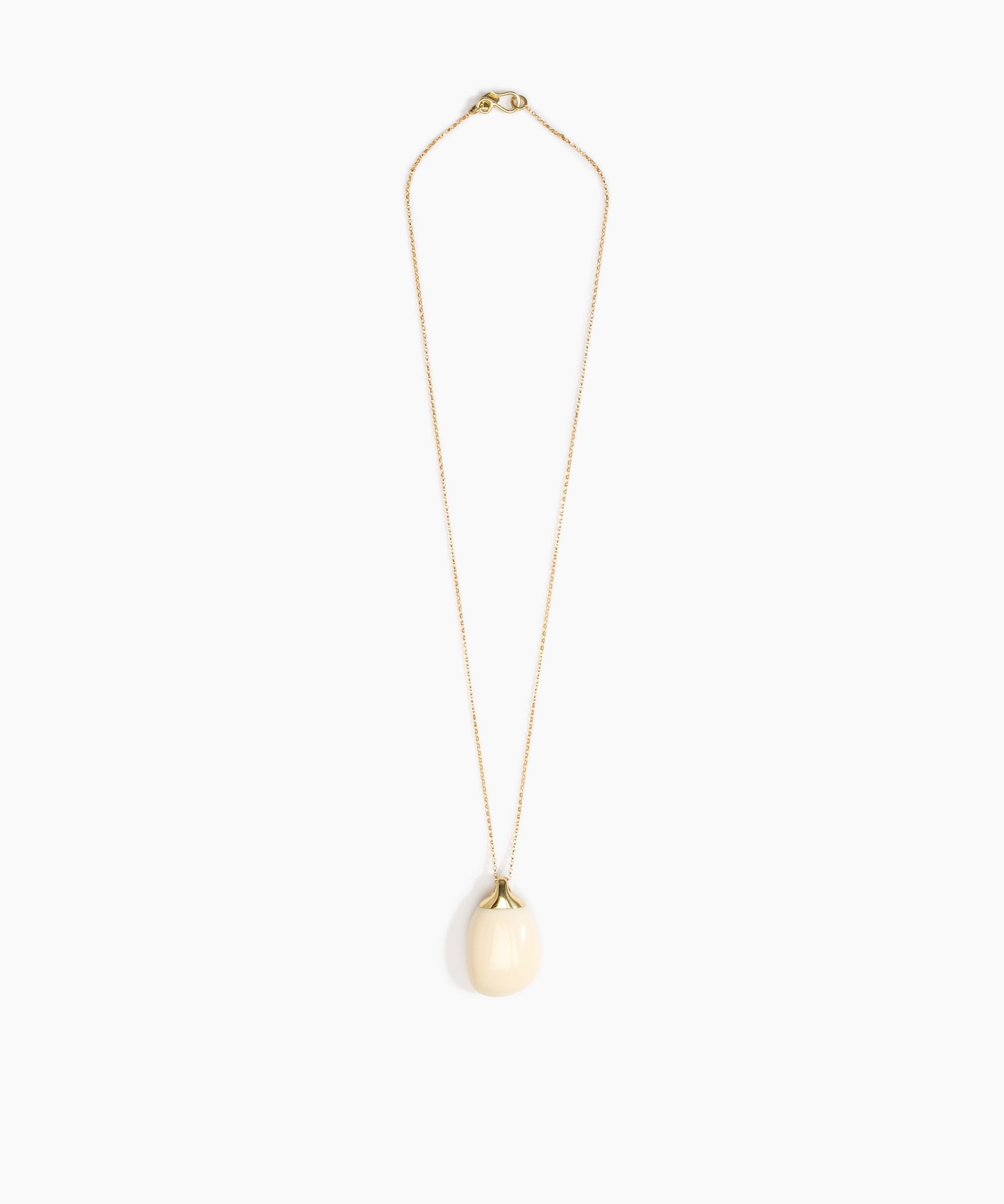 Dinosaur Designs Medium River Rock Pendant in Cream color resin with Gold-Filled Material