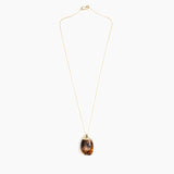 Dinosaur Designs Medium River Rock Pendant in Dark Horn color resin with Gold-Filled Material