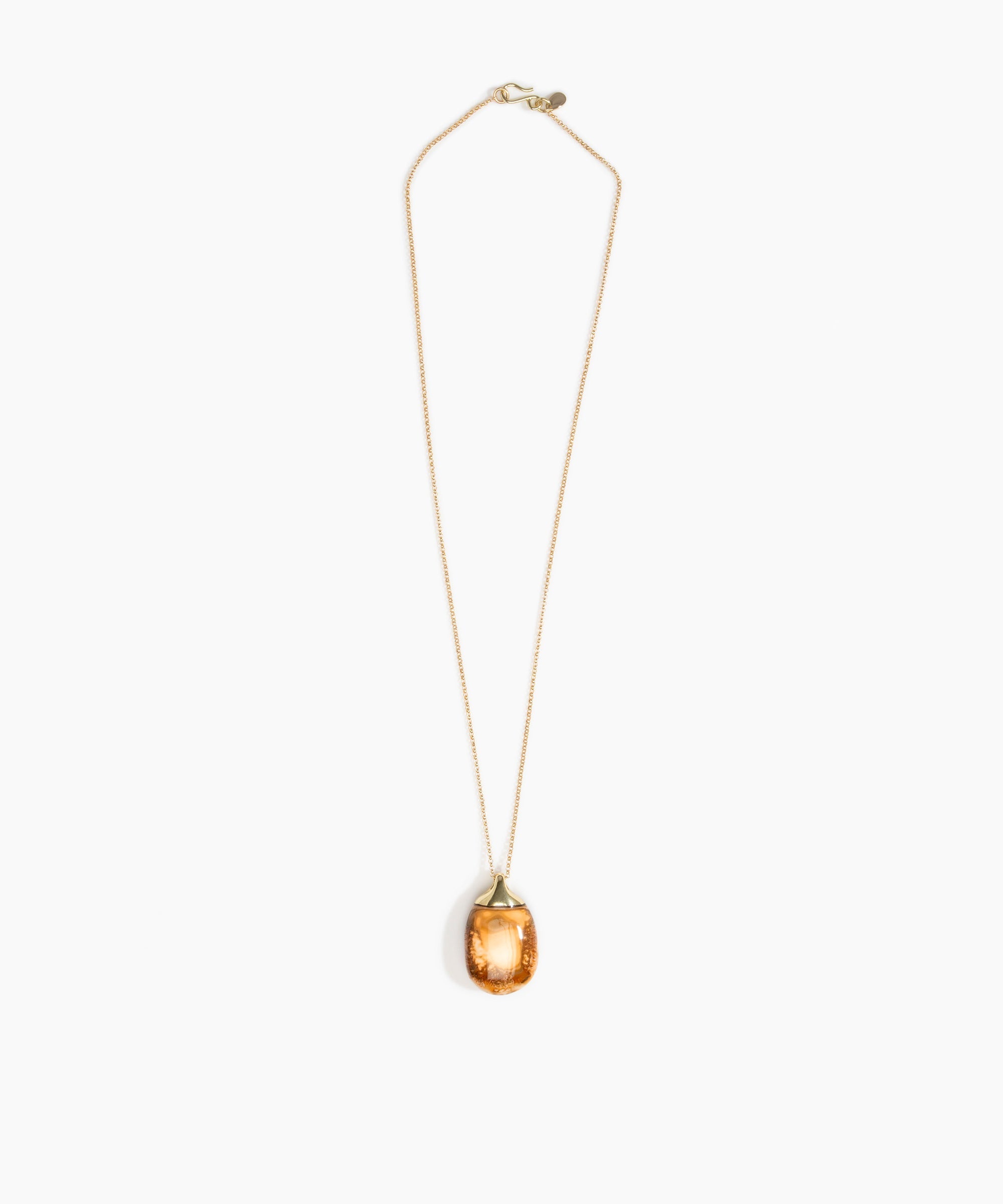 Dinosaur Designs Medium River Rock Pendant in Light Horn color resin with Gold-Filled Material