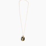 Dinosaur Designs Medium River Rock Pendant in Malachite color resin with Gold-Filled Material