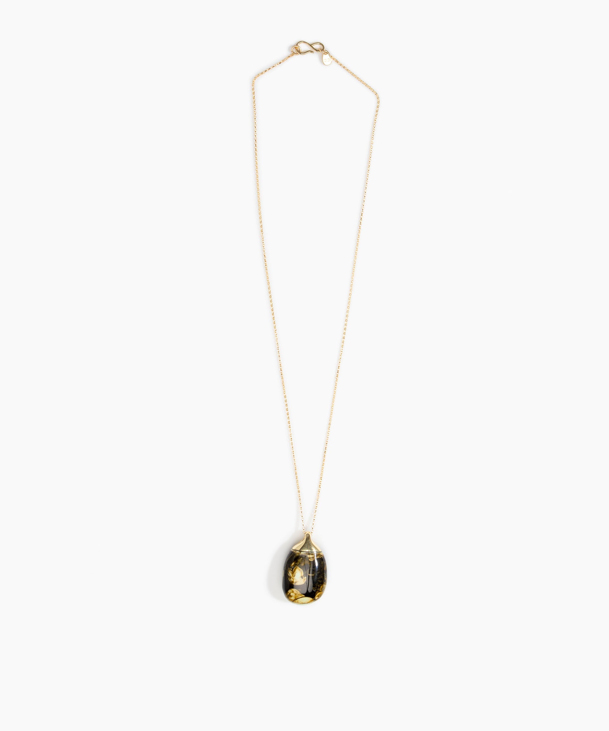Dinosaur Designs Medium River Rock Pendant in Malachite color resin with Gold-Filled Material