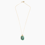 Dinosaur Designs Medium River Rock Pendant in Moss color resin with Gold-Filled Material