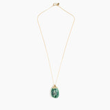 Dinosaur Designs Medium River Rock Pendant in Moss color resin with Gold-Filled Material