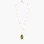 Dinosaur Designs Medium River Rock Pendant in Olive color resin with Gold-Filled Material