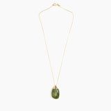 Dinosaur Designs Medium River Rock Pendant in Olive color resin with Gold-Filled Material