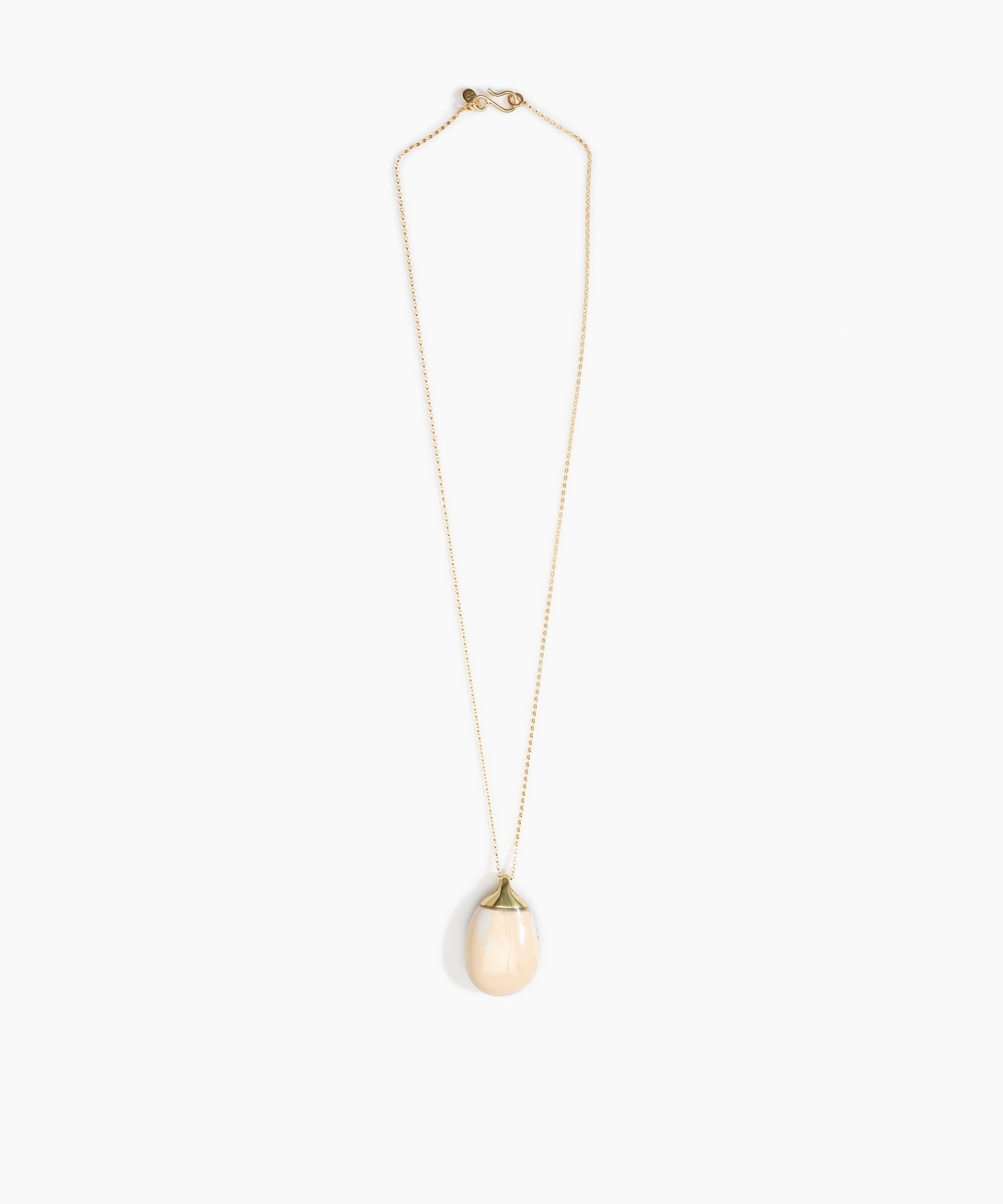Dinosaur Designs Medium River Rock Pendant in Sandy Pearl color resin with Gold-Filled Material