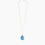Dinosaur Designs Medium River Rock Pendant in Sky color resin with Gold-Filled Material