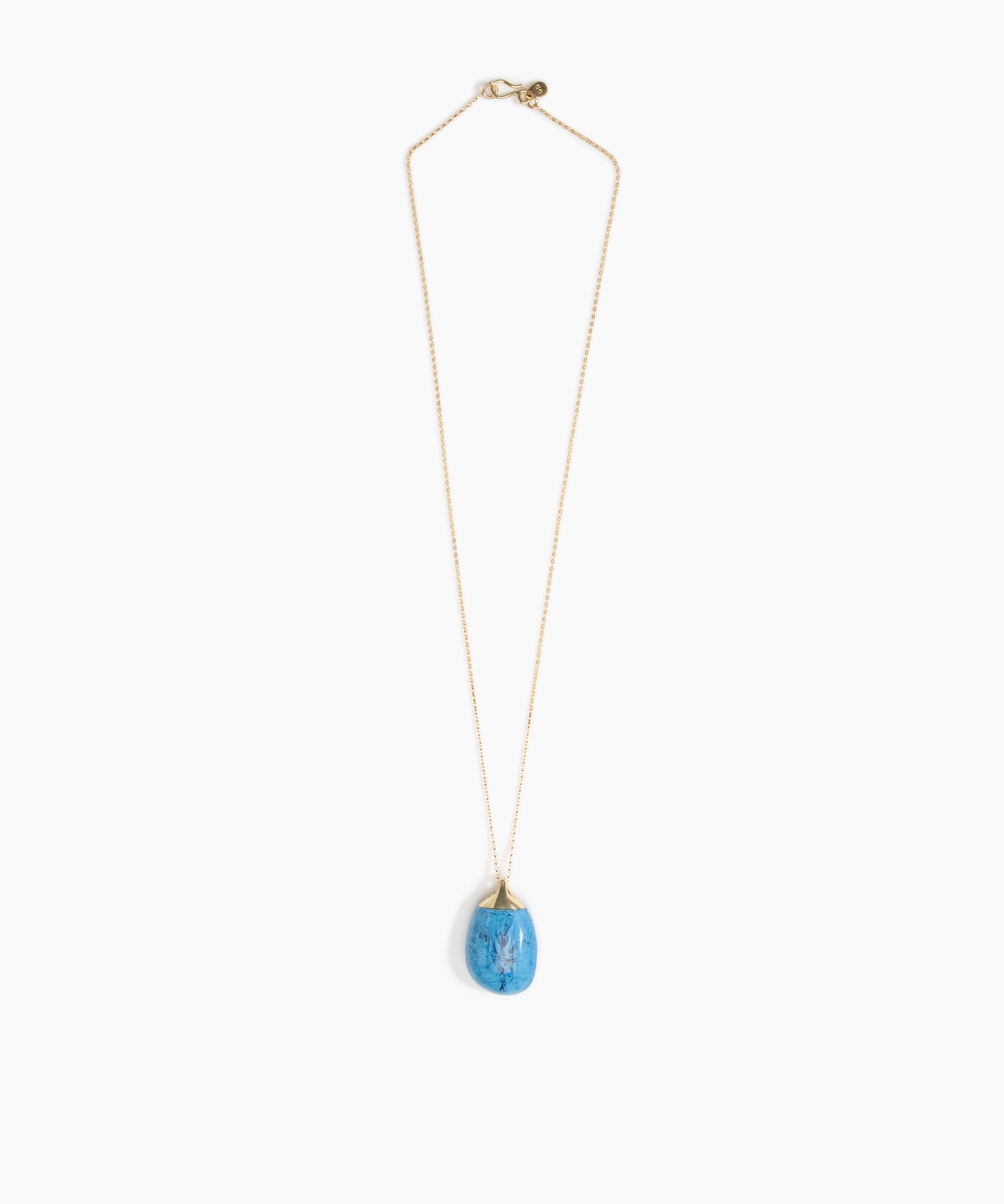 Dinosaur Designs Medium River Rock Pendant in Sky color resin with Gold-Filled Material