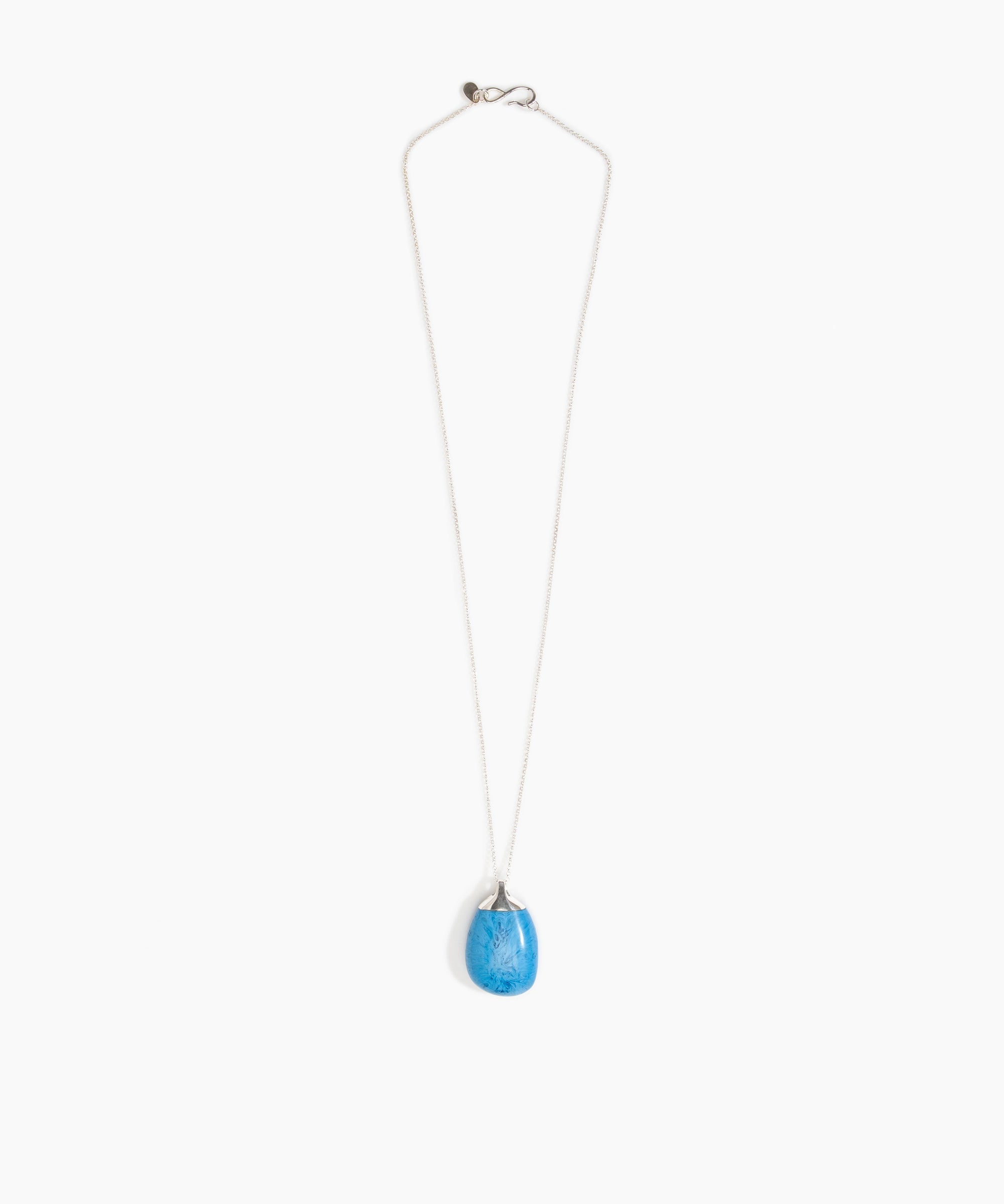 Dinosaur Designs Medium River Rock Pendant in Sky color resin with 925 Sterling Silver Material