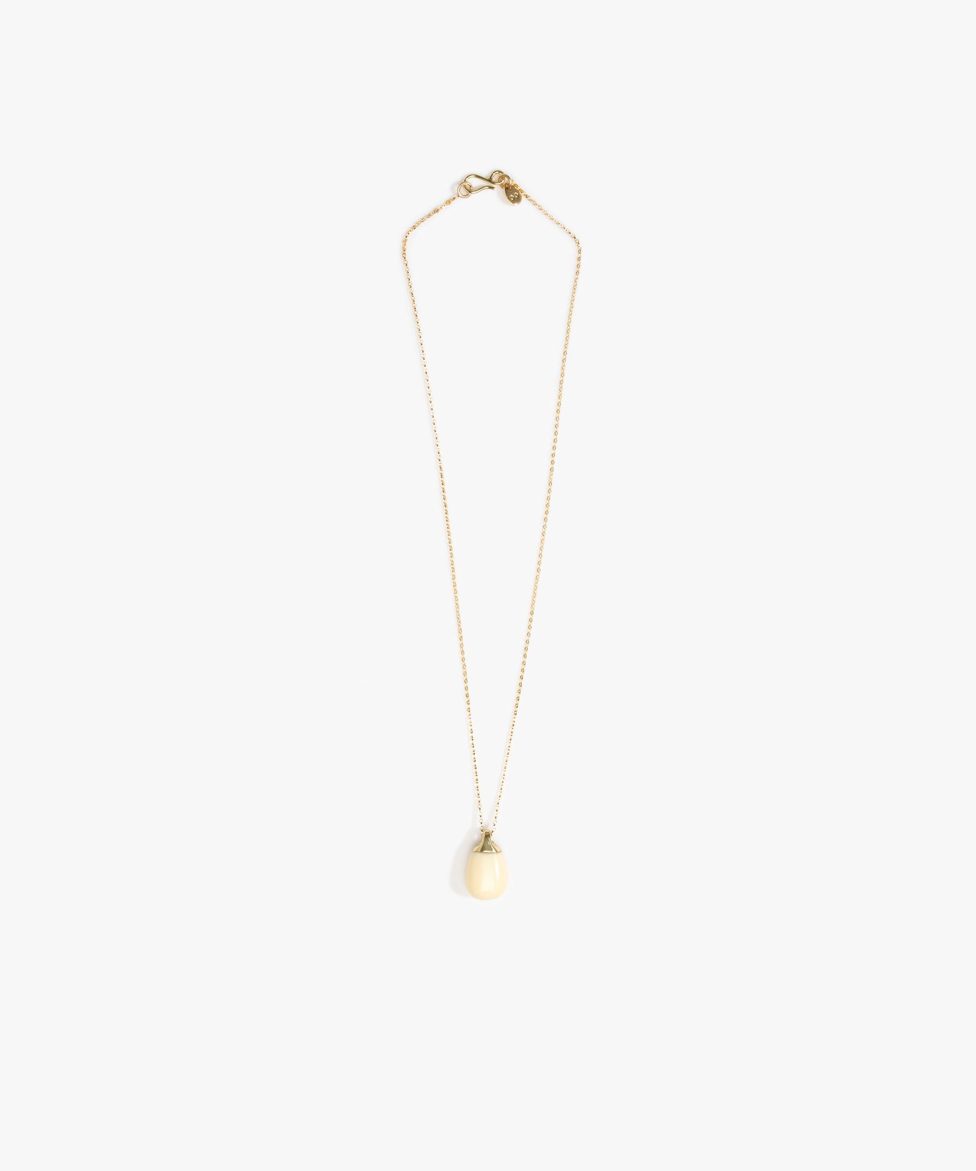 Dinosaur Designs Small River Rock Pendant in Cream color resin with Gold-Filled Material