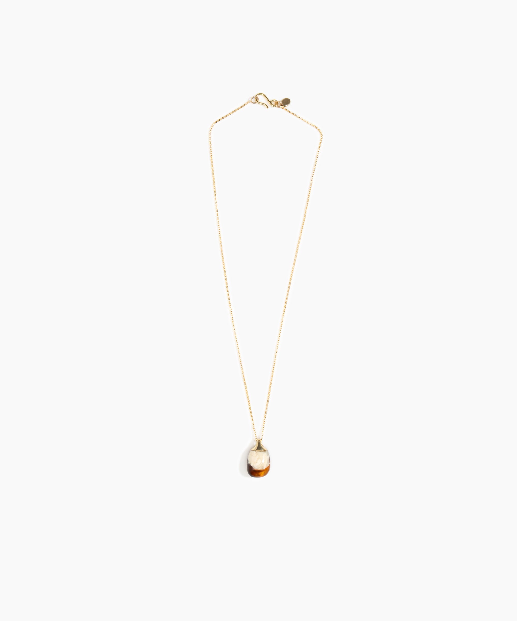 Dinosaur Designs Small River Rock Pendant in Light Horn color resin with Gold-Filled Material