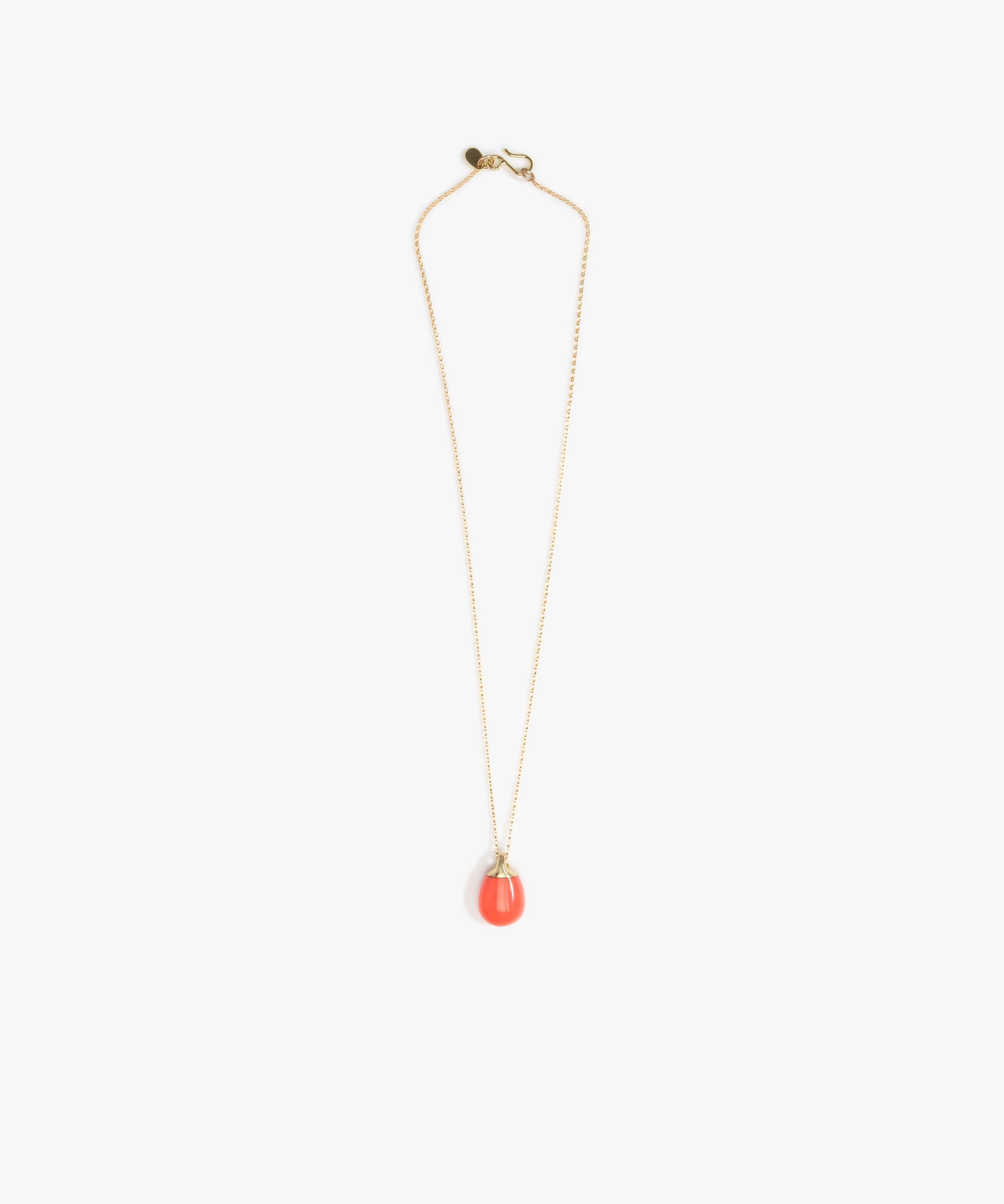 Dinosaur Designs Small River Rock Pendant in Lychee color resin with Gold-Filled Material