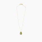 Dinosaur Designs Small River Rock Pendant in Olive color resin with Gold-Filled Material