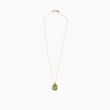 Dinosaur Designs Small River Rock Pendant in Olive color resin with Gold-Filled Material
