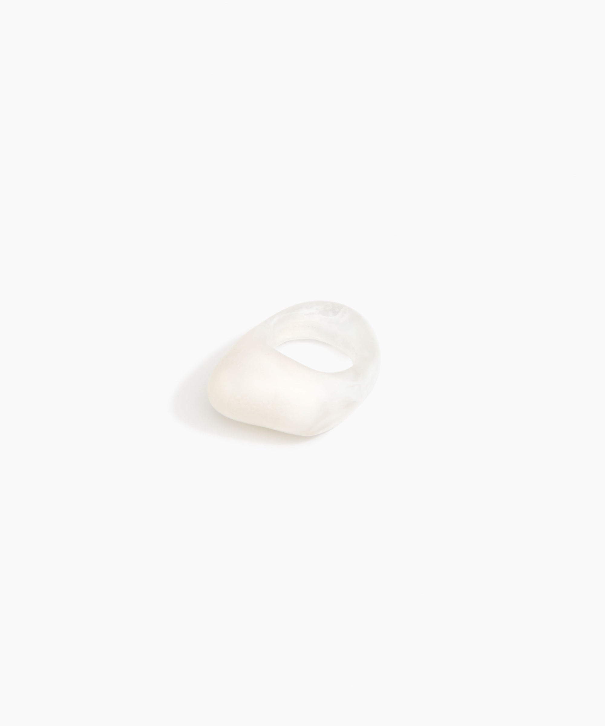 Dinosaur Designs Pebble Ring in Chalk Swirl color resin with Regular Fit