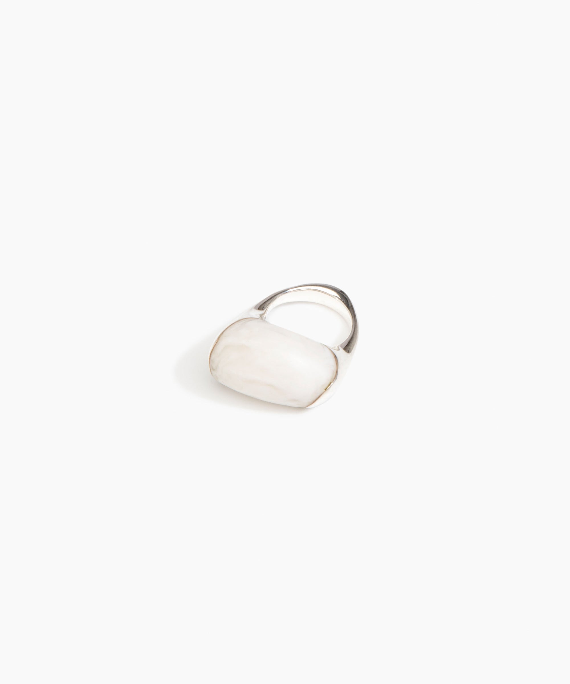 Dinosaur Designs Pebble Duo Ring in Chalk Swirl color resin with 925 Sterling Silver Material