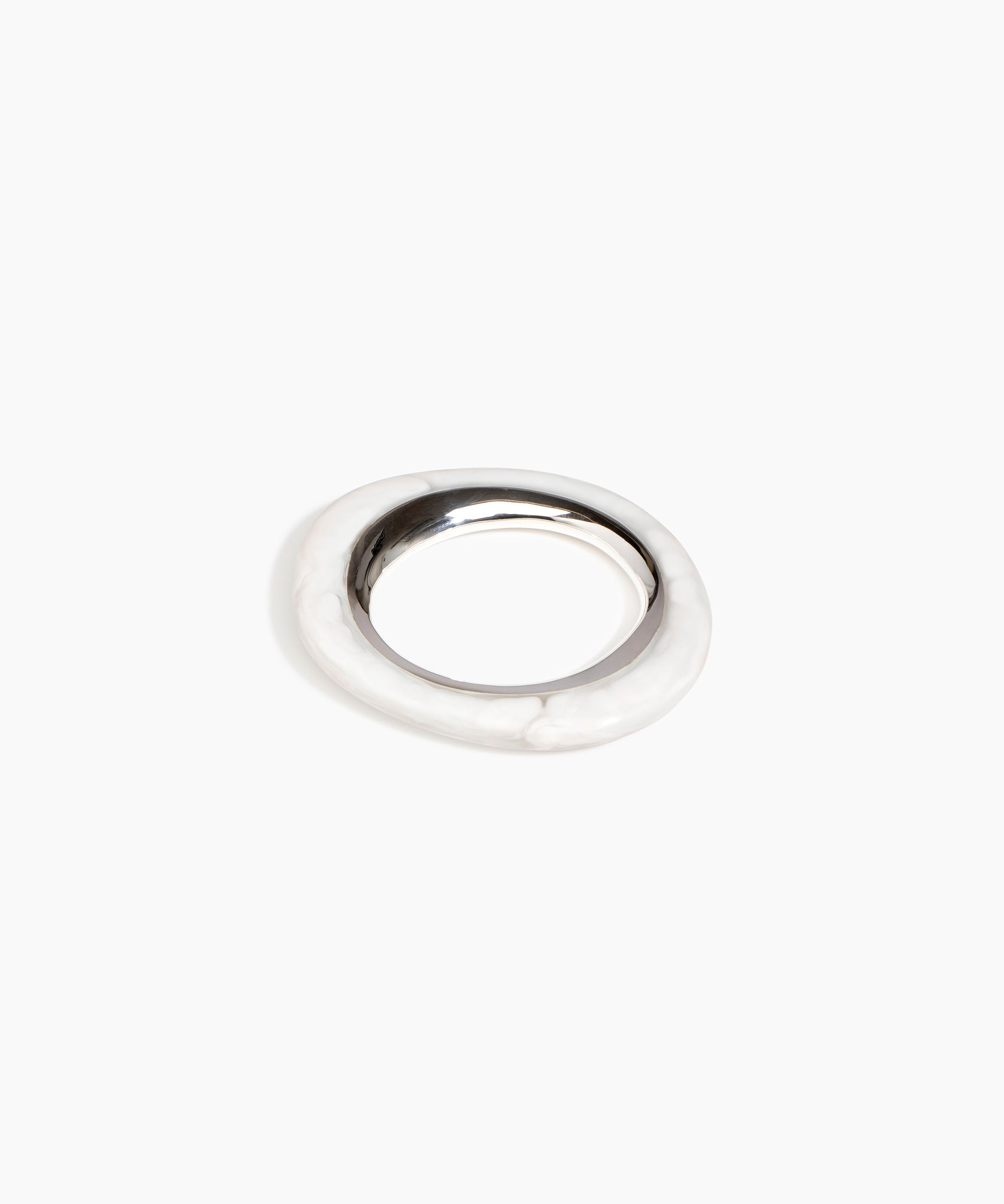 Dinosaur Designs Small Drift Duo Bangle in Chalk Swirl color resin with Silver-Plated Brass Material