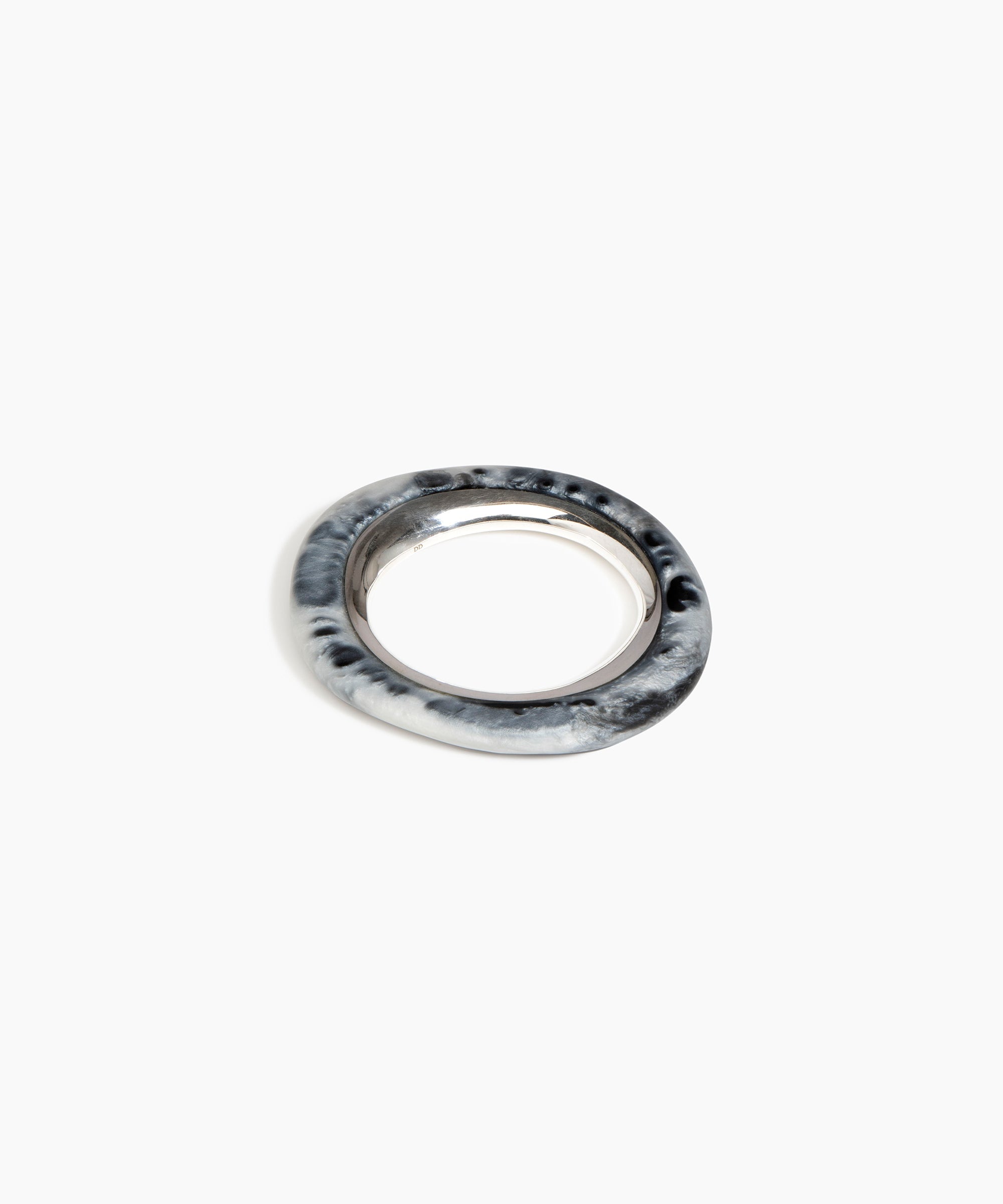 Dinosaur Designs Small Drift Duo Bangle in Slate color resin with Silver-Plated Brass Material