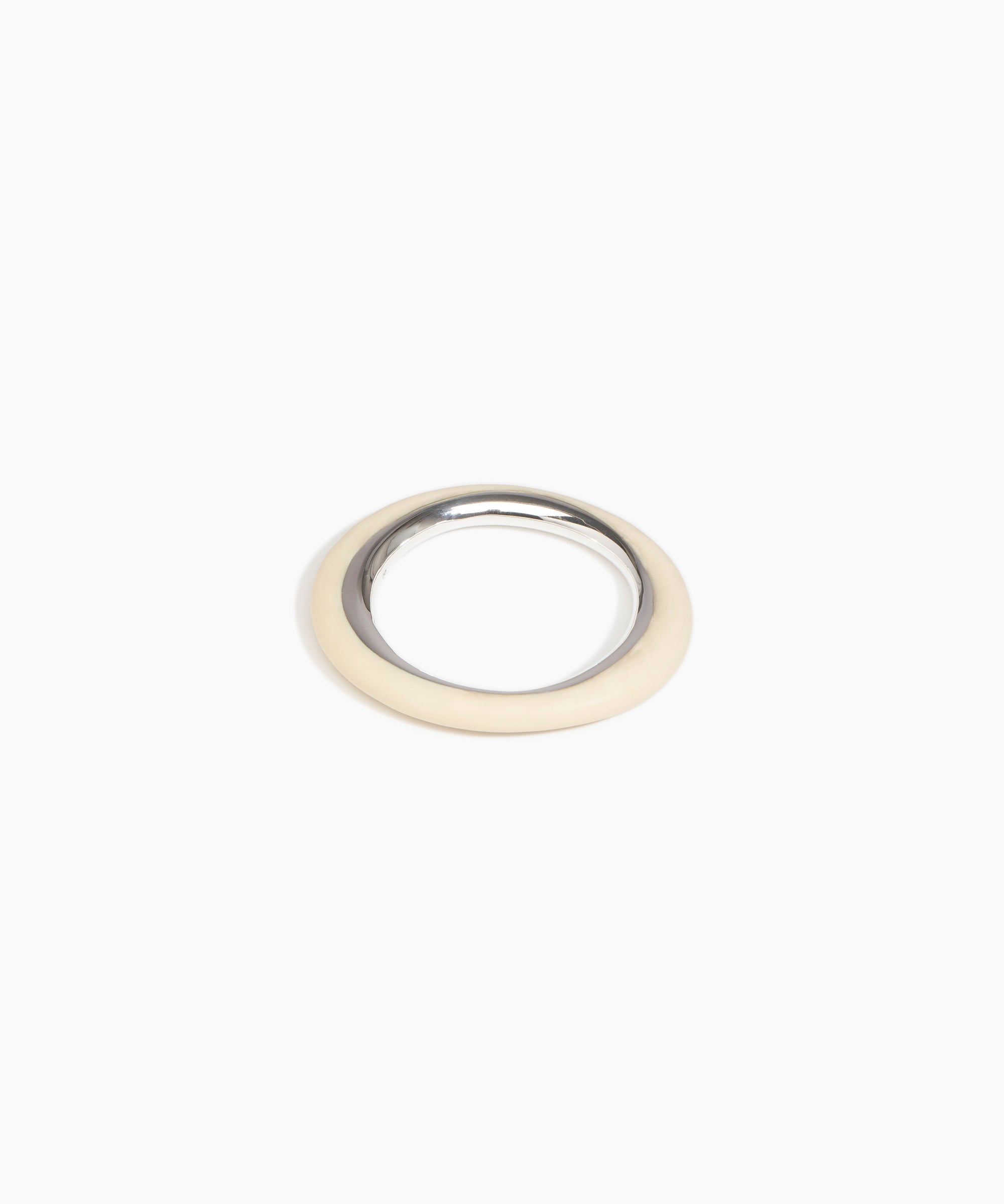Dinosaur Designs Drift Duo Wishbone Bangle in Cream color resin with Silver-Plated Brass Material