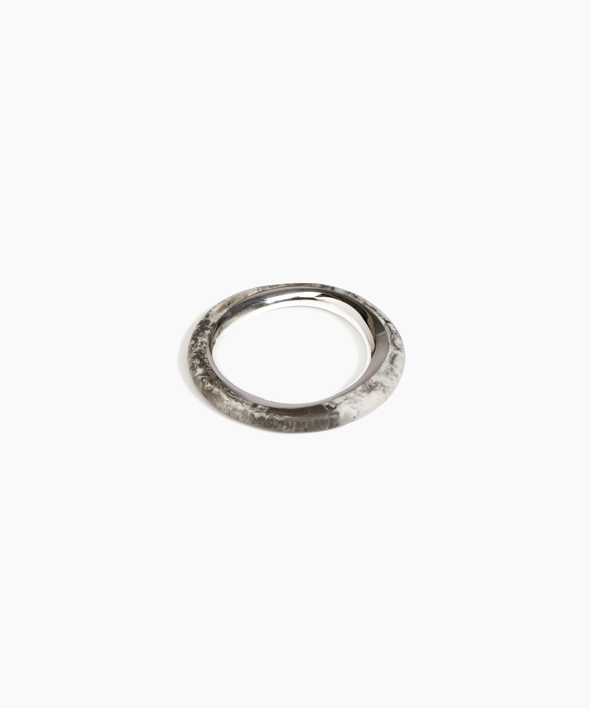 Dinosaur Designs Drift Duo Wishbone Bangle in Granite color resin with Silver-Plated Brass Material