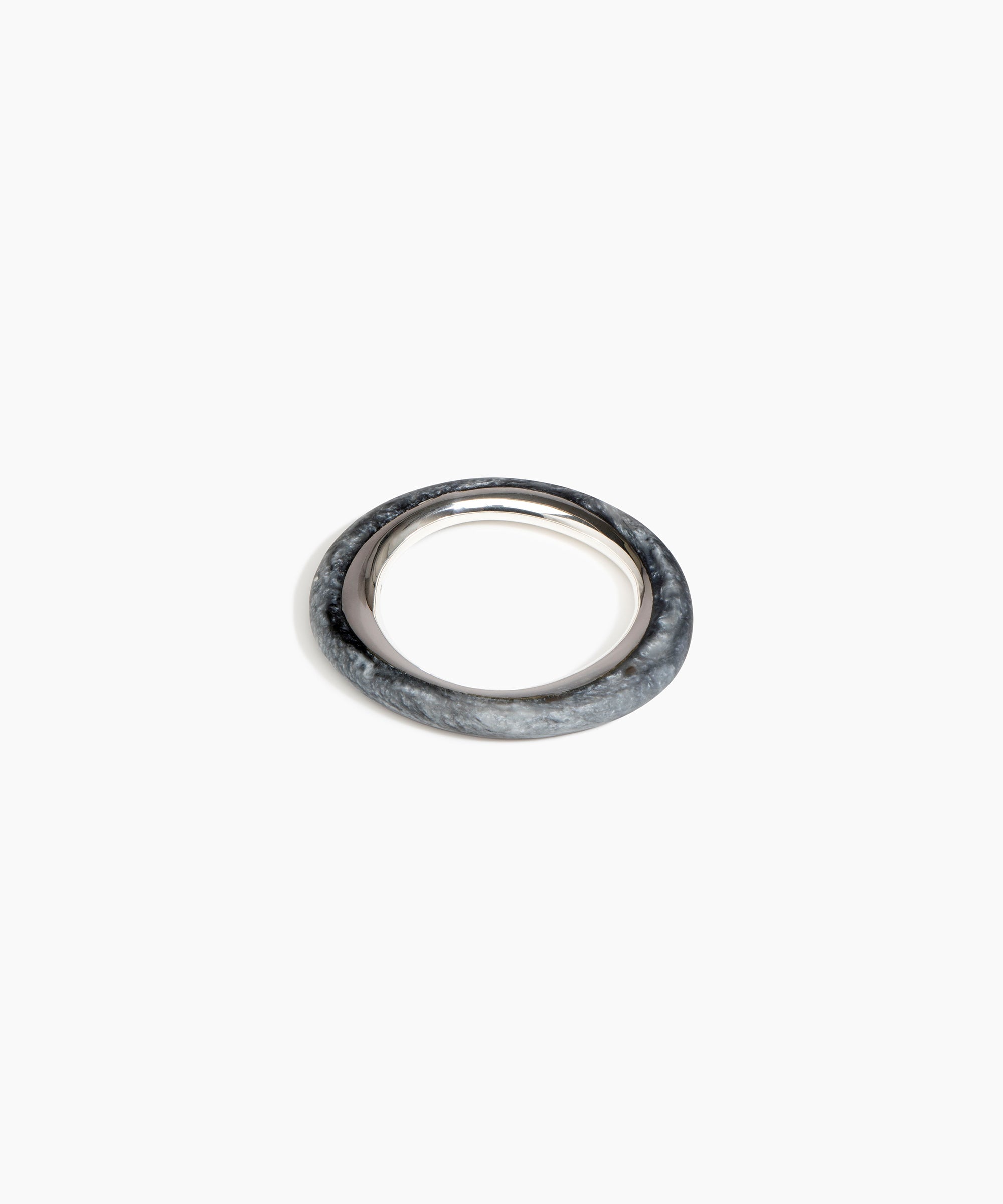 Dinosaur Designs Drift Duo Wishbone Bangle in Slate color resin with Silver-Plated Brass Material