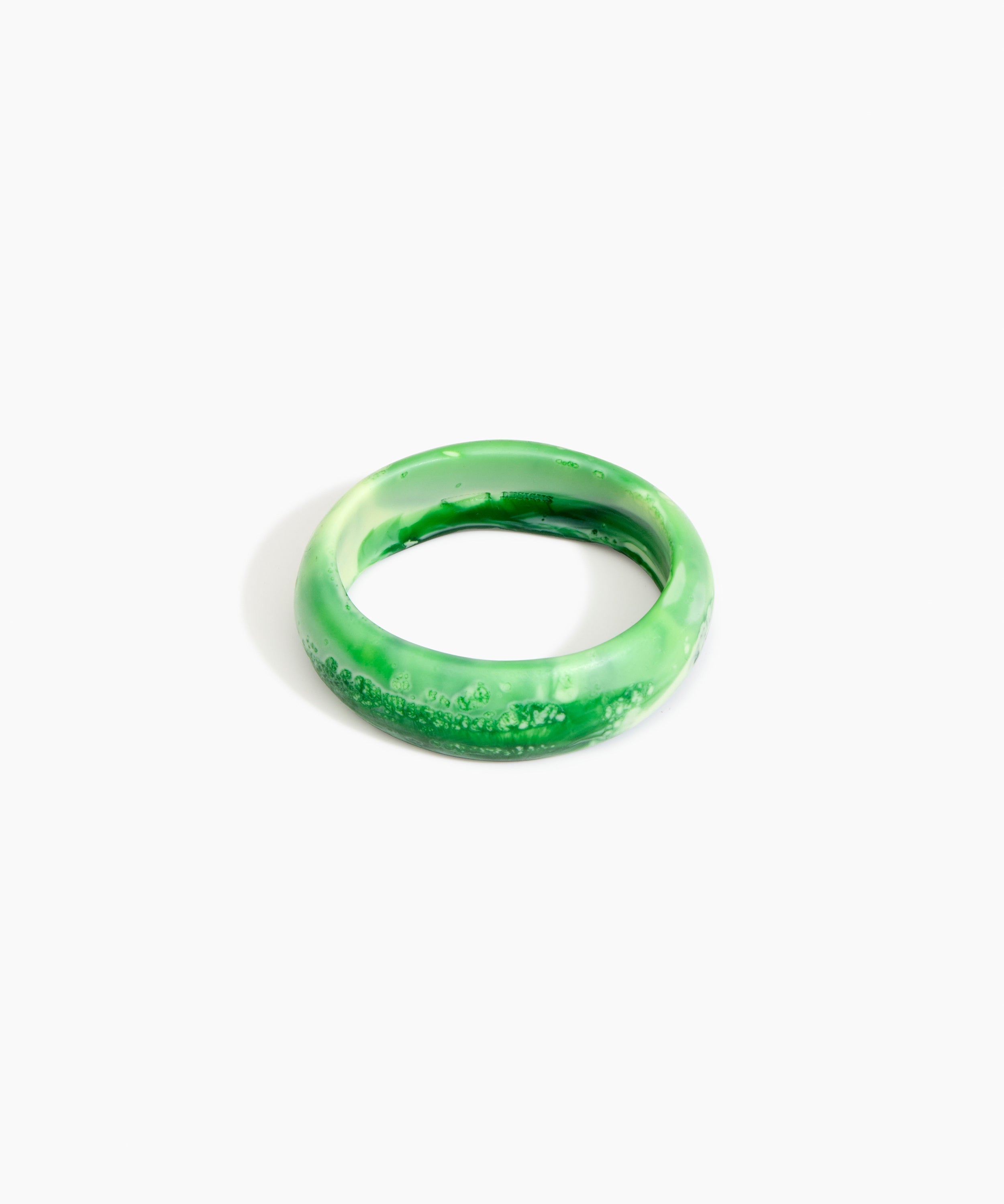 Dinosaur Designs Medium Organic Oval Bangle in Grass color resin with Wide Fit
